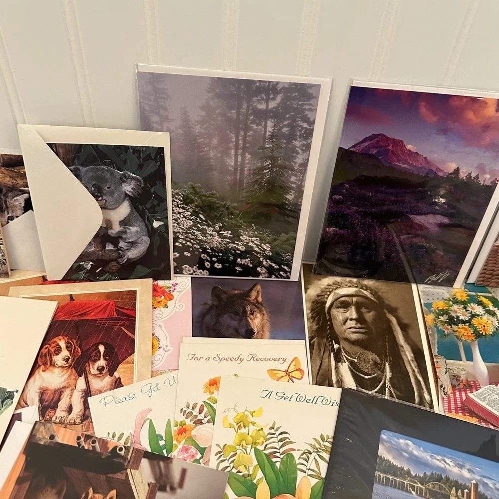 Unbranded Large Greeting Card Lot Mixed Excellent Vintage Nature Animal HBD